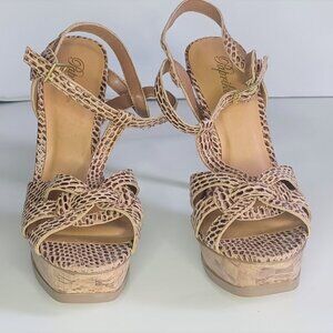 Paprika Tan Snake Heels sz 7.5M -Floor Model Shoes